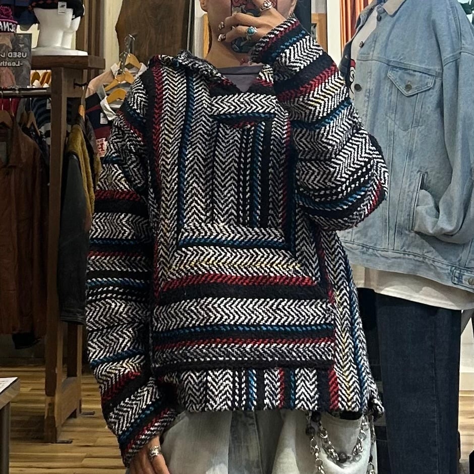 ♥︎USED 古着 好配色 メキシカンパーカー♥︎アメカジ☆sk8☆サーフ BAJA JOE メキシカンパーカー | CUSTOM FEVER