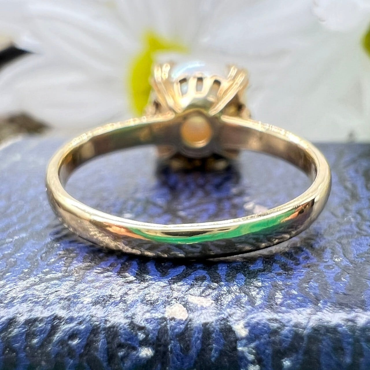 日本の作品】昭和レトロ デザイン ヴィンテージリング K18 真珠 パール  