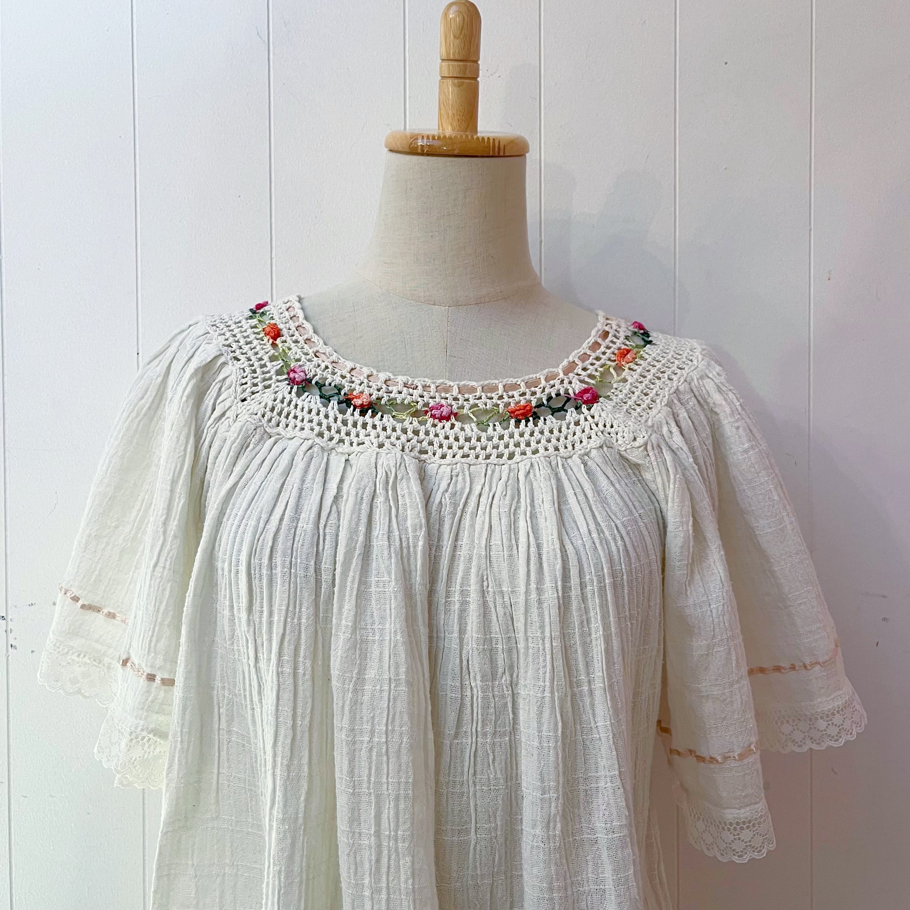 crochet ribbon bohemian blouse