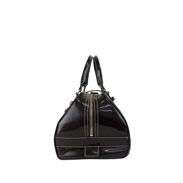GUCCI グッチ ハンドバッグ ブラウン ベルト リボン エナメル ボストンバッグ vintage ヴィンテージ オールド dan4kc