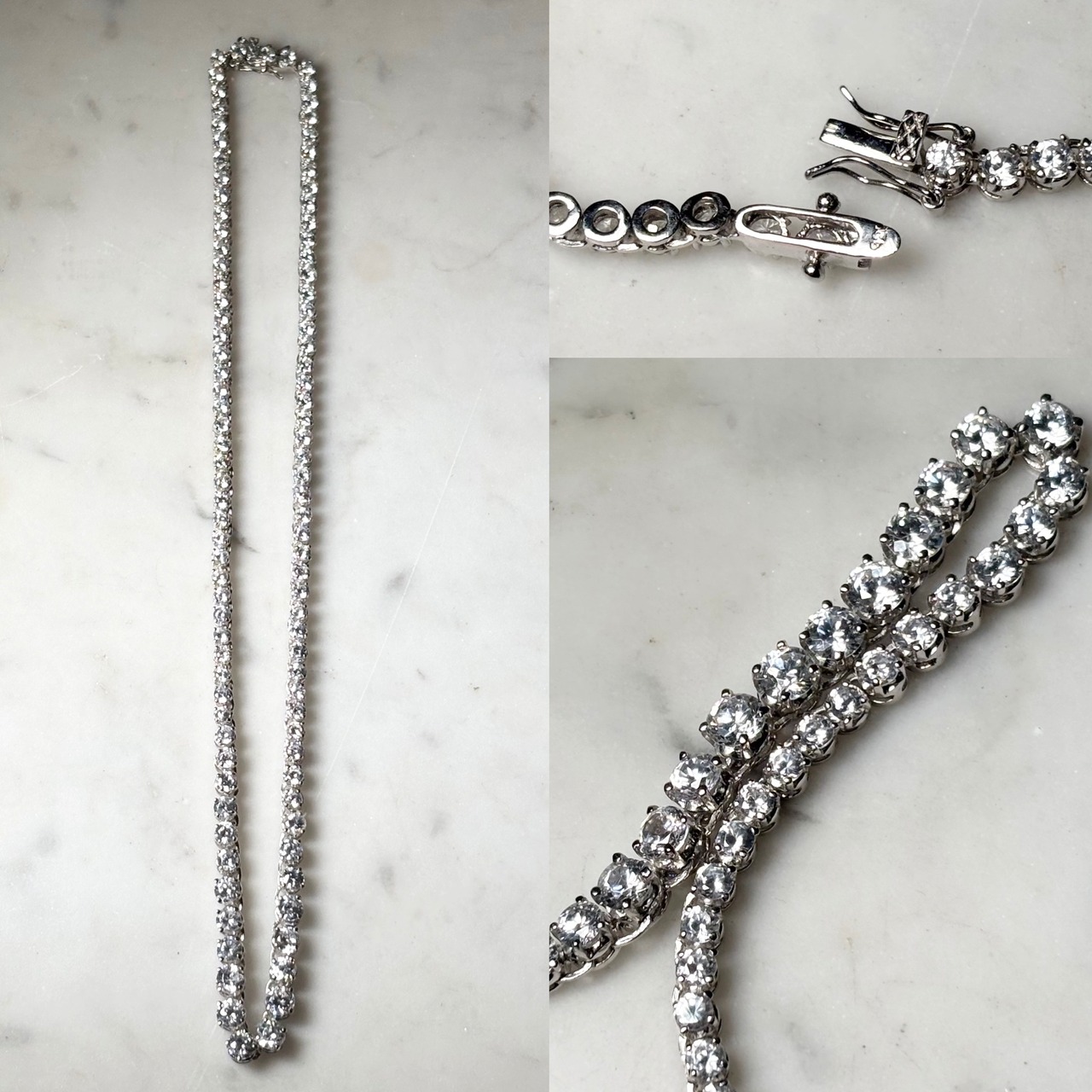 vintage silver tennis necklace