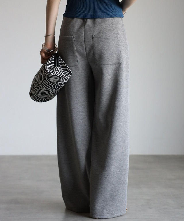 センタープレスストレッチワイドパンツ