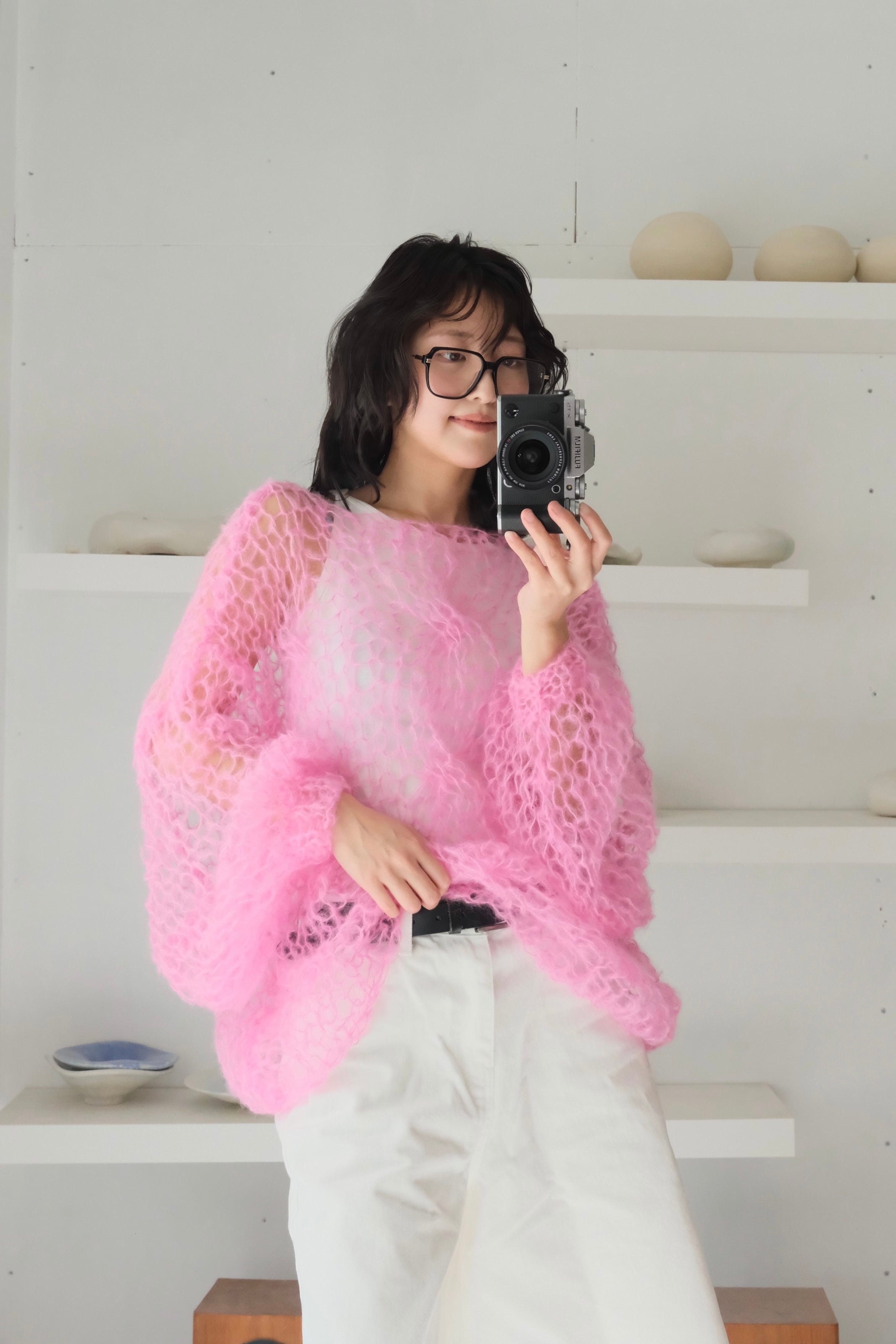 [ham様］amuamu see-through cable pullover ham様］amuamu see-through cable pullover