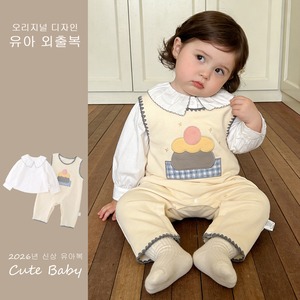 【BABY】ケーキ柄オールインワン＆ブラウス