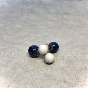 【LP-9】Reversible pierced 　Howlite×Lapis lazuli