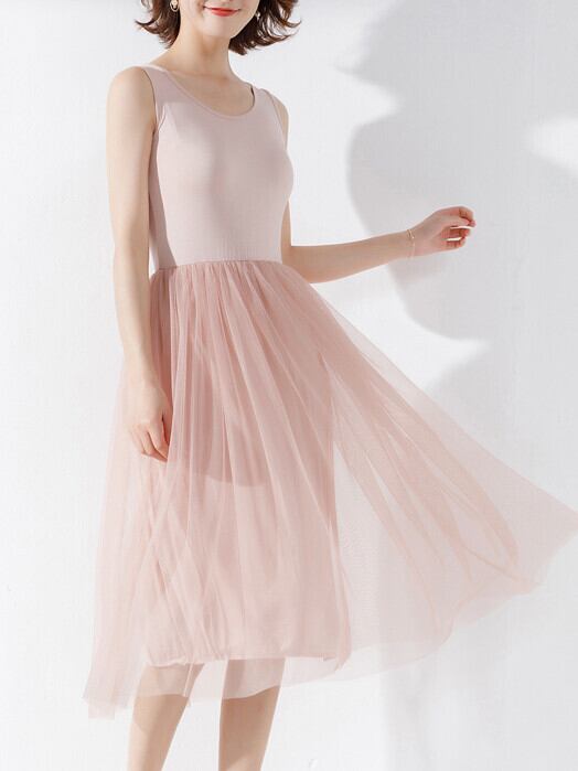 チュールスカート切り替えワンピース 重ね着 大人コーデ フォーマル かわいい 大きいサイズ 韓国 Ch4494 可愛い大きいサイズ韓国レディースファッション通販 Chulachula チュラチュラ