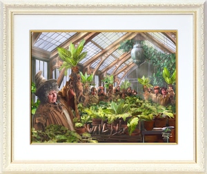 トーマス キンケード スタジオ「ハリー・ポッター/ホグワーツの温室」額縁 作品証明書 展示用フック付き アートプリントポスター