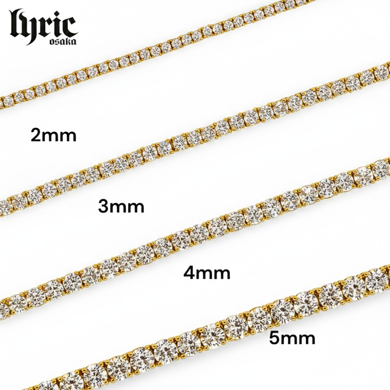 5mm 50cm luxury tennis necklace gold