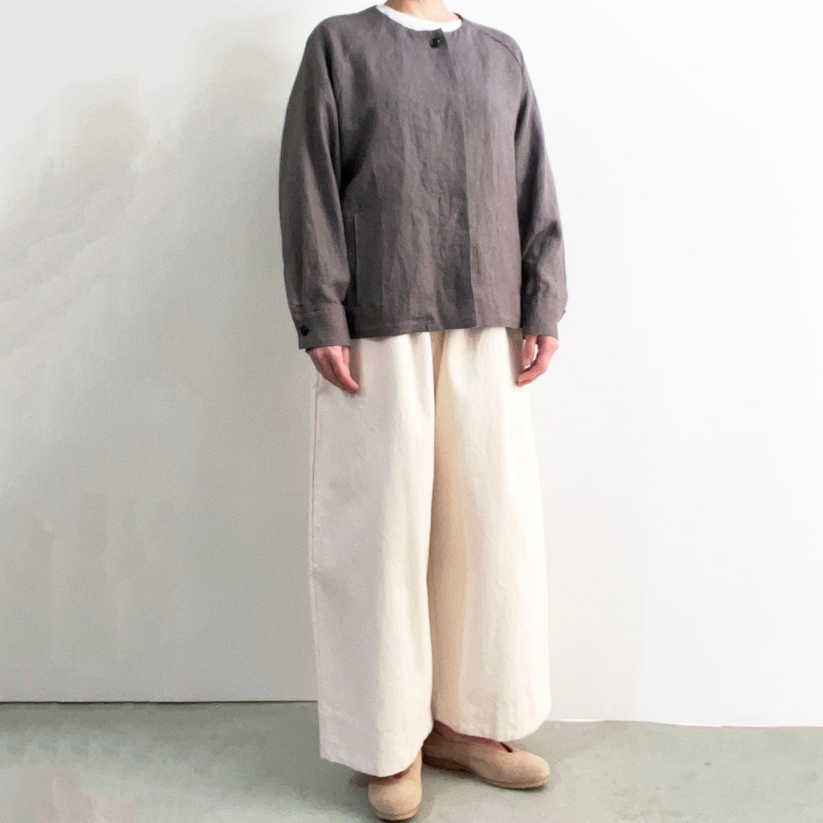 COMM.ARCH. コム・アーチ BELGIUM LINEN NO COLLAR JACKET ベルギー 