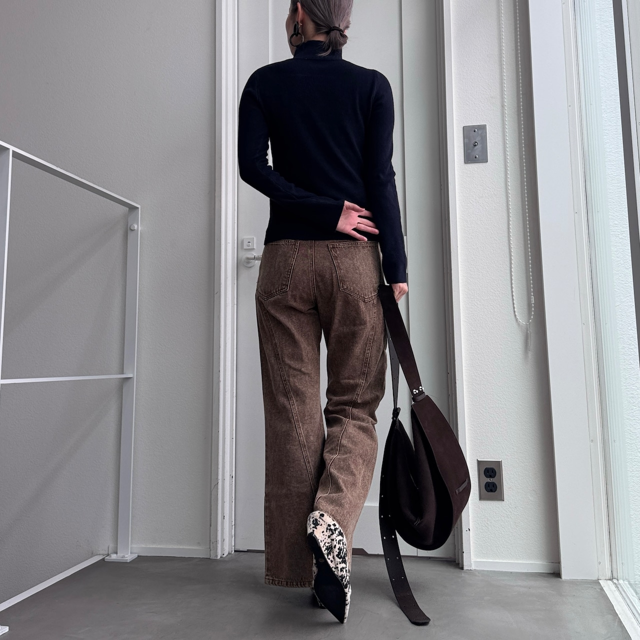 センターラインハイネックWジップknit/ネイビー
