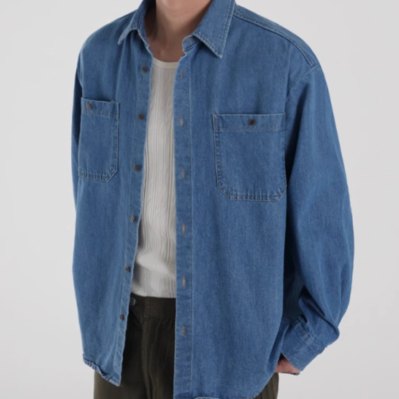 レトロウォッシュデニムシャツ　0835