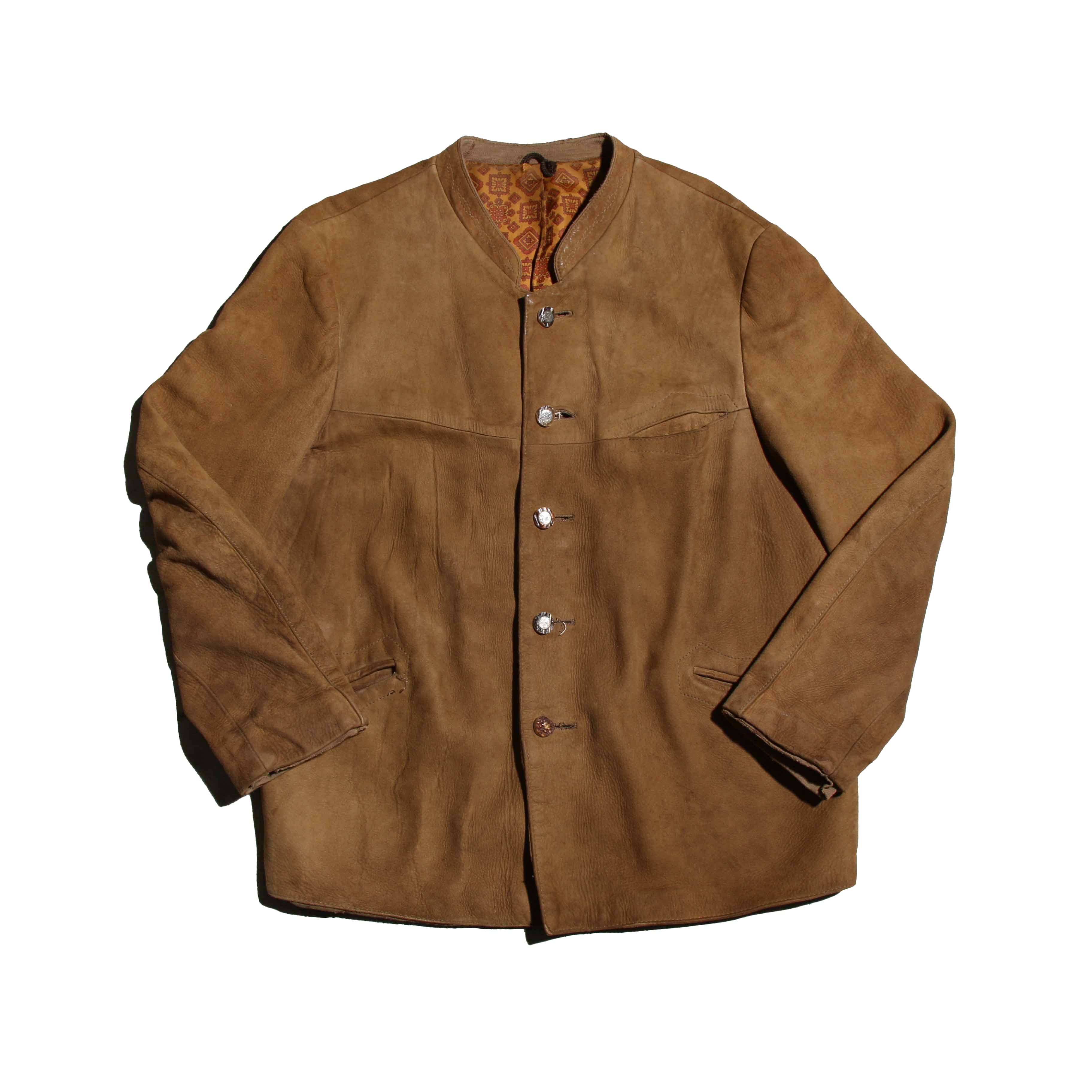 50sVintage WoodBottonCollarSuedeLeatherJacket