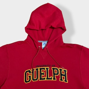 【Russell】カレッジ カナダ ゲルフ大学 University of Guelph 刺繍ロゴ パーカー スウェット フーディー hoodie L 赤 ラッセル us古着