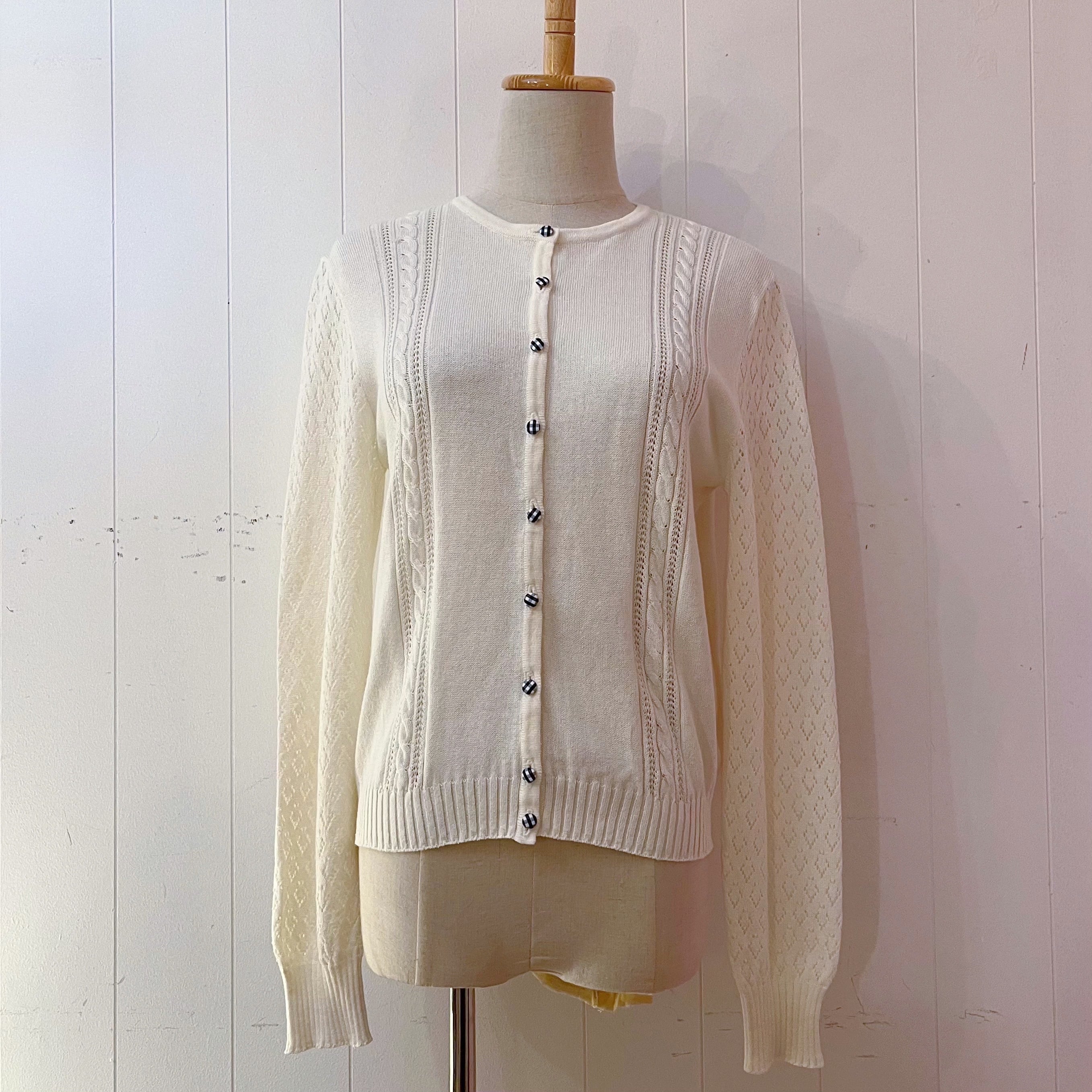 blue gingham check button cardigan