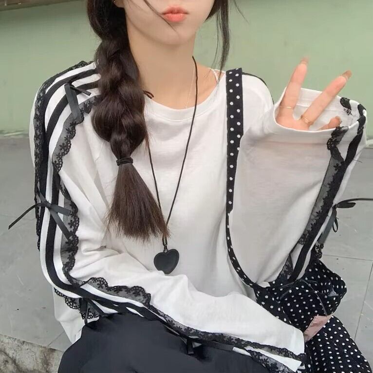 レースストライプロンT