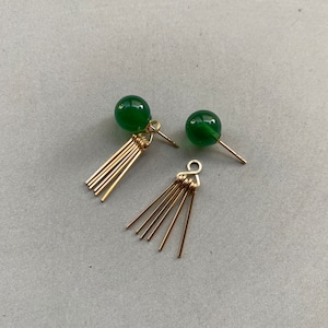 Green Onyx&fringe pierce