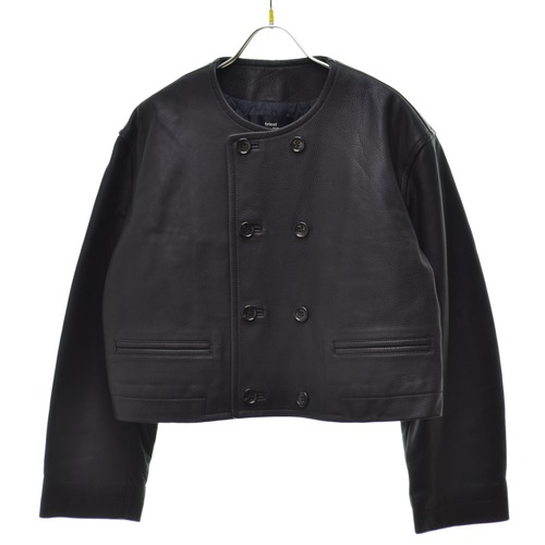 COMME des GARCONS TRICOT / コムデギャルソン トリコ 90s AD1990 archive TJ-050690 ノーカラー ダブル ショート丈 ブルゾンレザージャケット