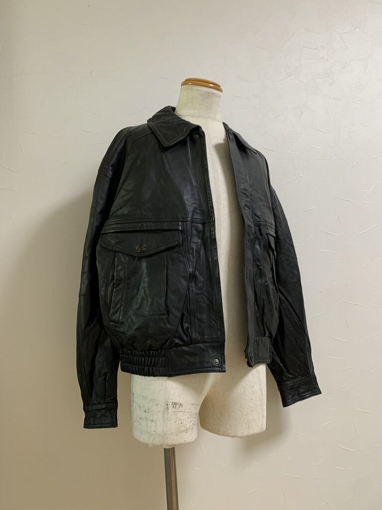 1980~90's Design Leather Zip-Up Jacket "PIERRE BALMAIN"