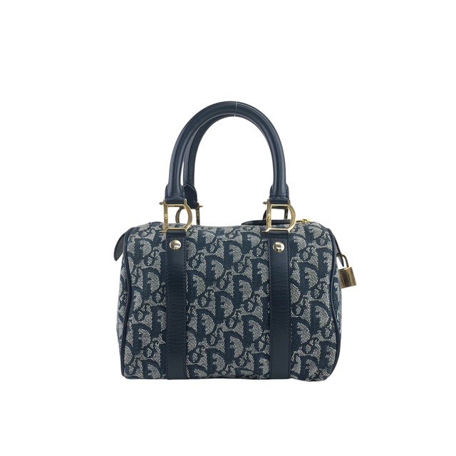 Christian Dior クリスチャン ディオール トロッター ハンドバッグ ネイビー ジャガード マイクロ ミニボストン vintage ヴィンテージ オールド zpm6st