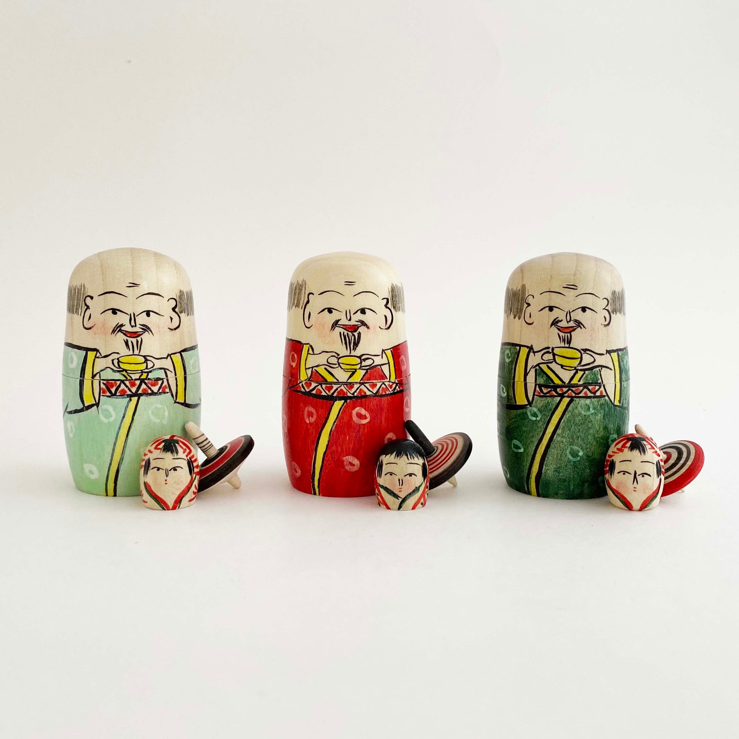 布袋こけし(独楽と姫だるま入り)