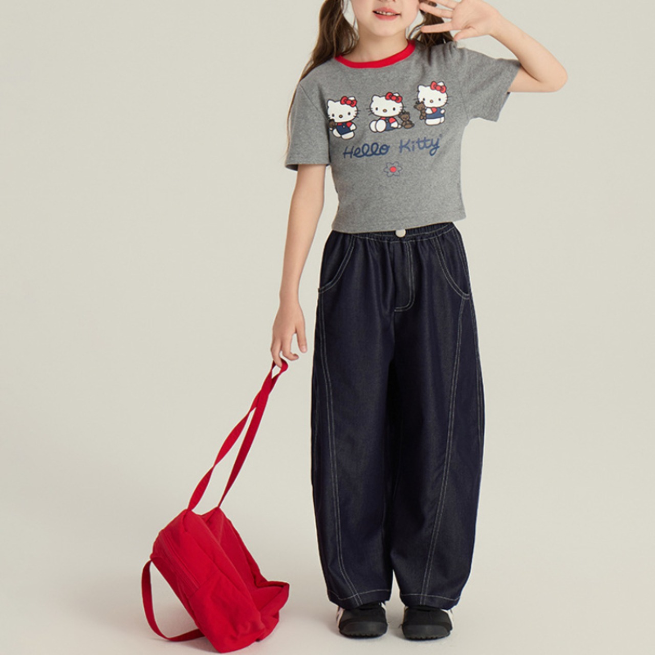 秋薄手ステッチジンズジンズ