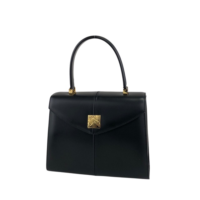 Yves Saint Laurent イヴ・サンローラン ハンドバッグ ブラック ロゴ レザー トップハンドル vintage ヴィンテージ オールド 473emd