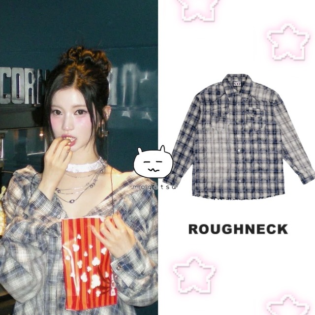 ★BABYMONSTER アサ 着用！！【ROUGHNECK】Washing checkered shirt blue