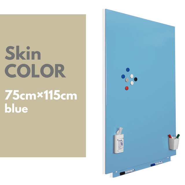 【Skin COLOR 75×115㎝ ブルー】　壁掛けホワイトボード　RD6420R-630　おしゃれ シンプル フレームレス ミニマル