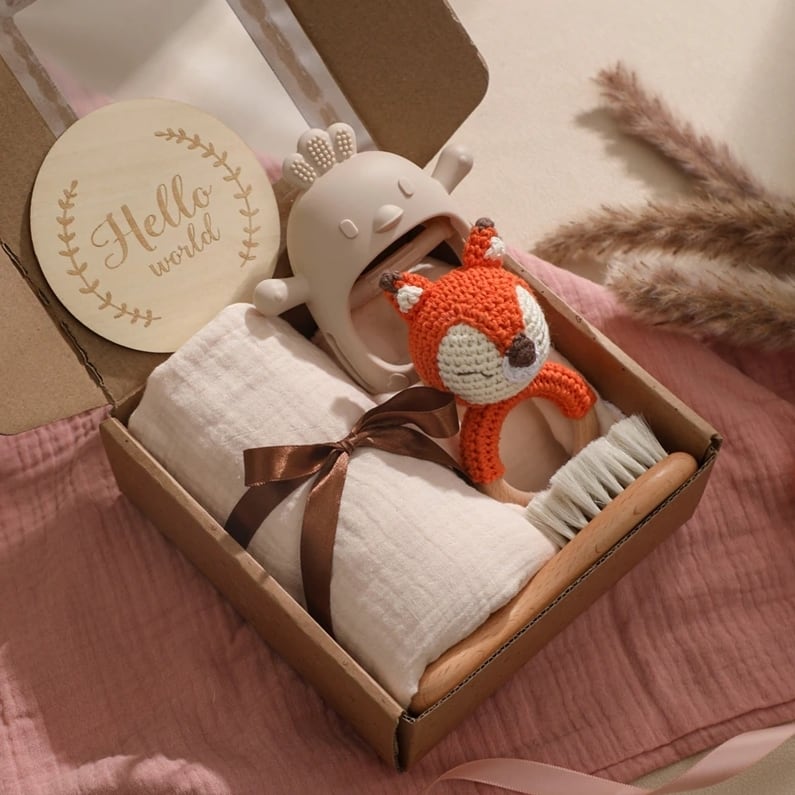 あみぐるみラトル ベビーケアセット クリーム きつねさん 歯固め ベビーギフトセット 230613
