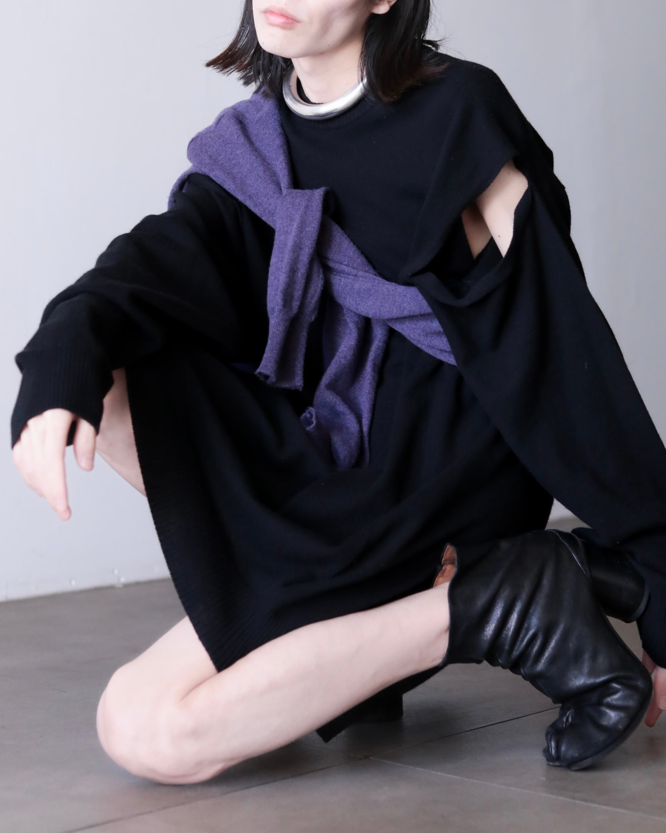 cop.copine ワンピース cop.copine black chambray kang-fu design dress one piece | oo vintage