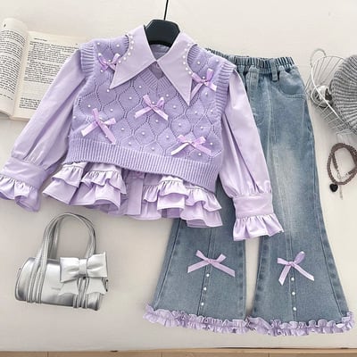 ❤︎お取り寄せ商品❤︎ [90-140] パープルリボンセットアップ 25aw719