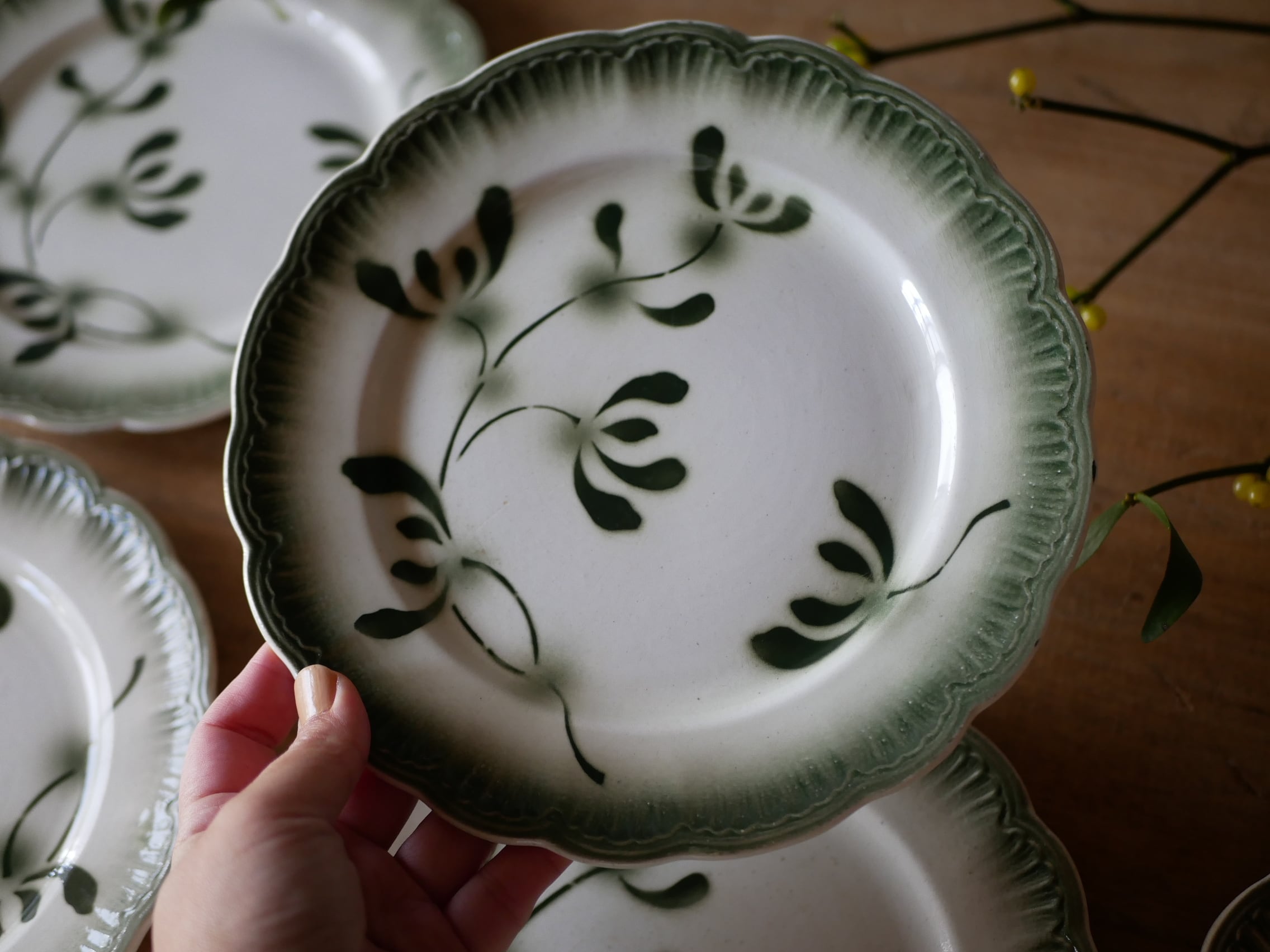 宿り木 ヤドリギ アンティークプレート デザートプレート ブロカントの