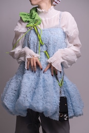 bi-tone frill strap Green×Gray