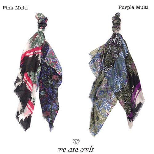 we are owls （ウィアーオウルズ） we are gathers【purple multi / pink multi】 (シルクカシミア大判ストール）
