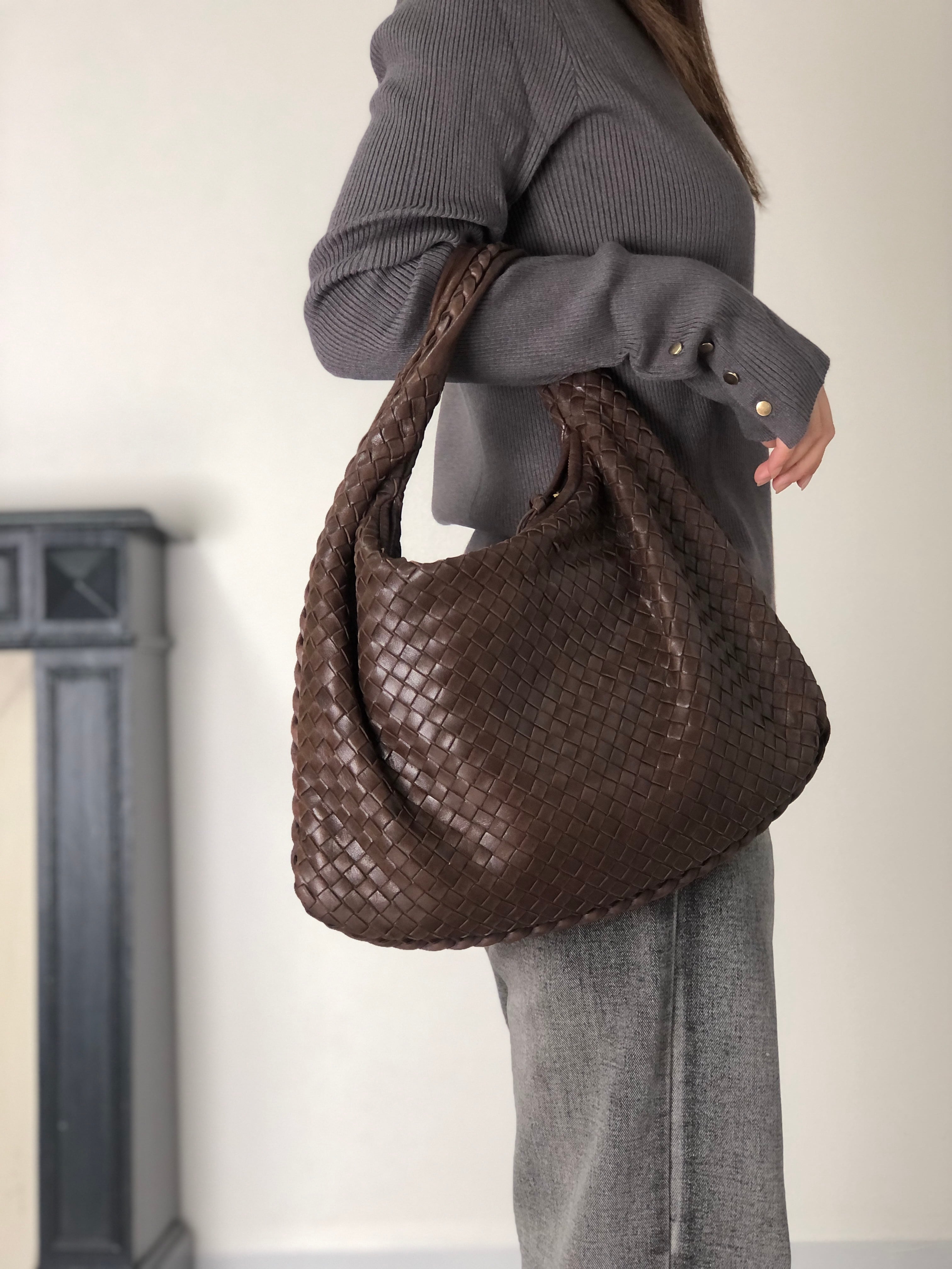 Bottega Veneta ボッテガ・ヴェネタ ショルダーバッグ ブラウン レザー ホーボーバッグ vintage ヴィンテージ オールド 8kxwhy