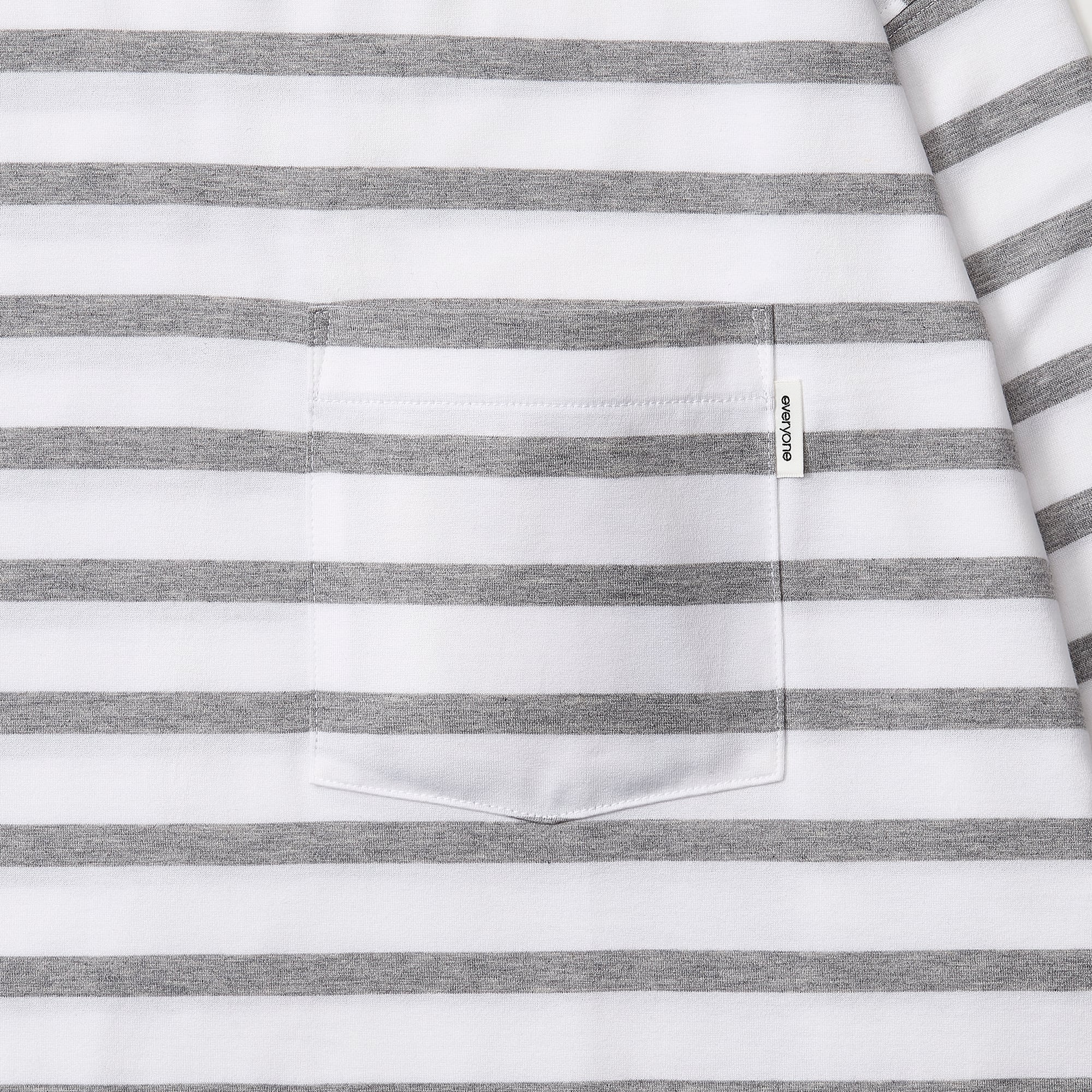 everyone high-gauge cotton border long sleeve tee shirt (WHITE