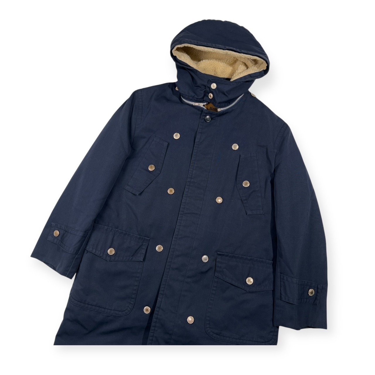 70s 当時物 Kent VAN JAC ケント ヴァンヂャケット ライナー付き ミリタリー コート /ネイビー フード付 アイビー トラッド ビンテージ
