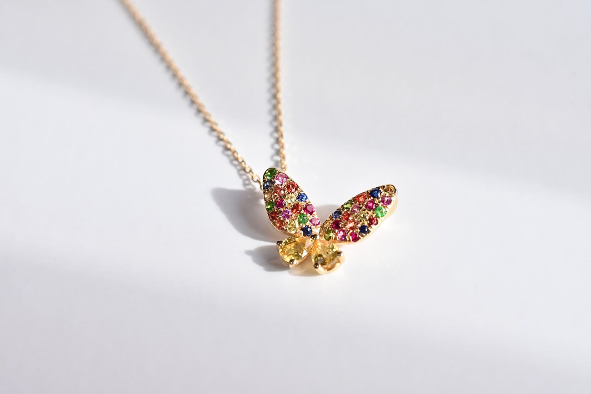 『蝶々』サファイアネックレス / K18YG