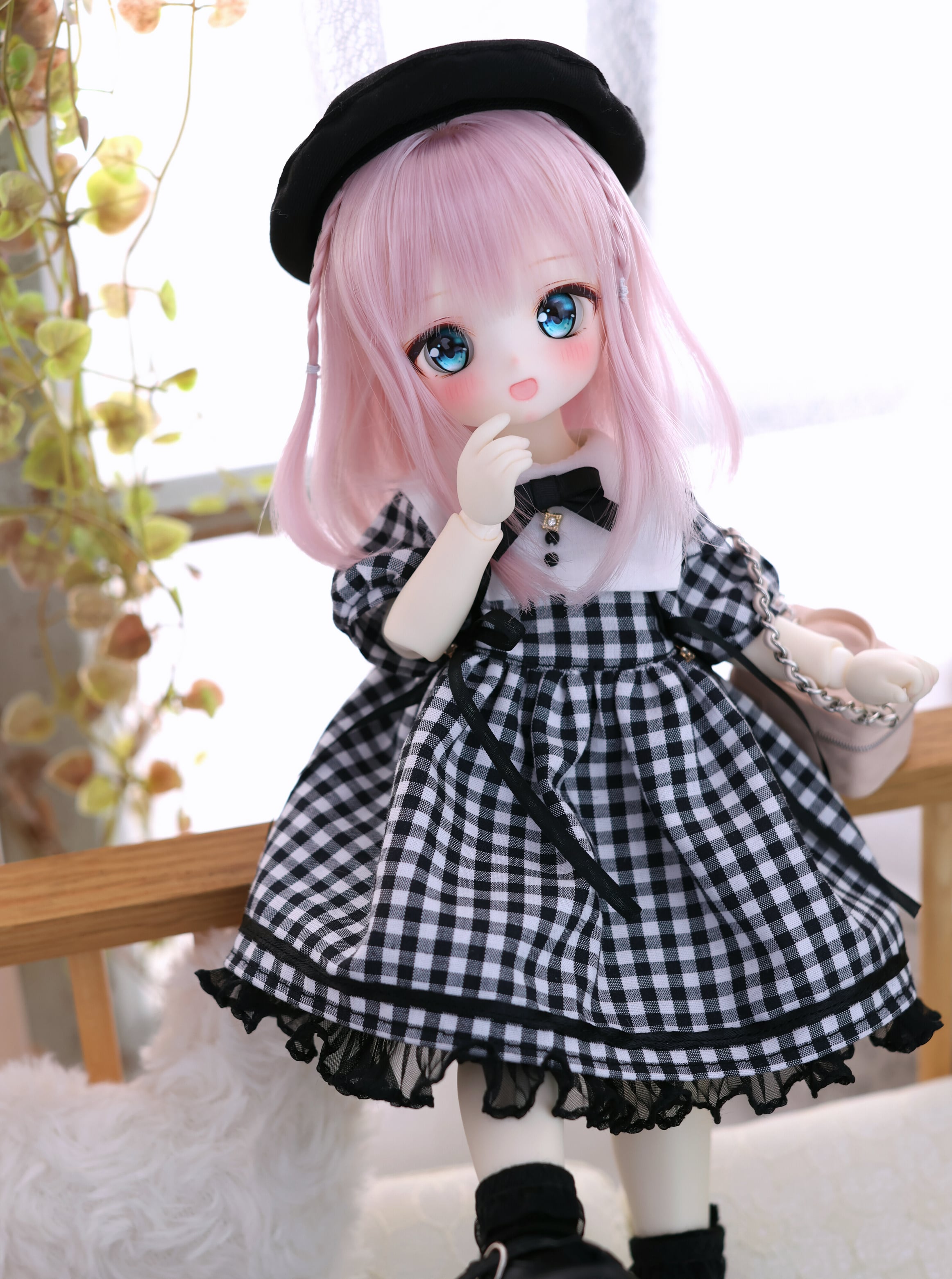 新品アルベロベロ♥️ぶたさんギンガムチェック　ロングワンピース　ぶたさんブローチ アルベロベロ(Alberobello) 2025 Summer Collection ［ぶたさん