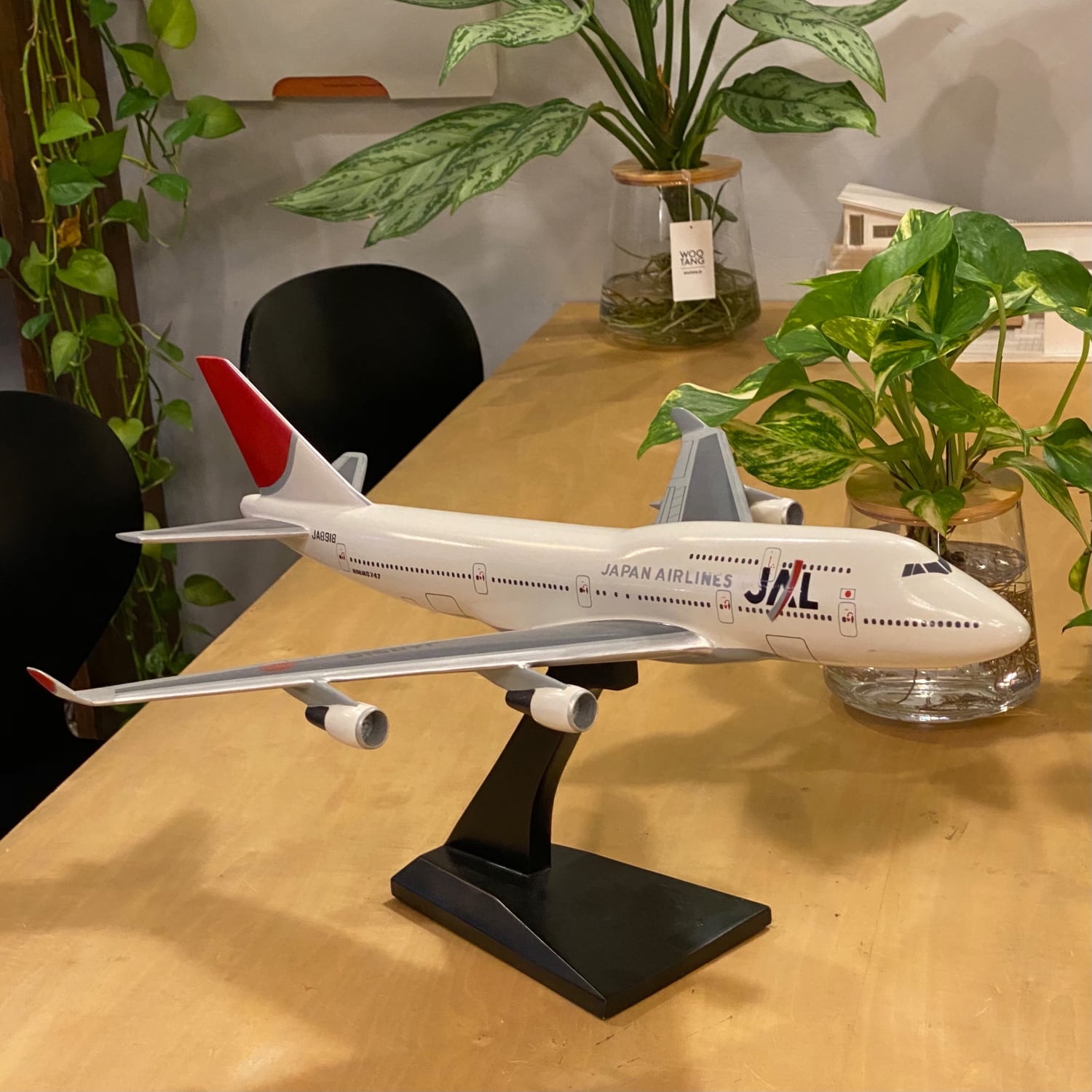JAL 日本航空 ボーイング 747-400 JA8918 ジャンボ 木製模型 モック  