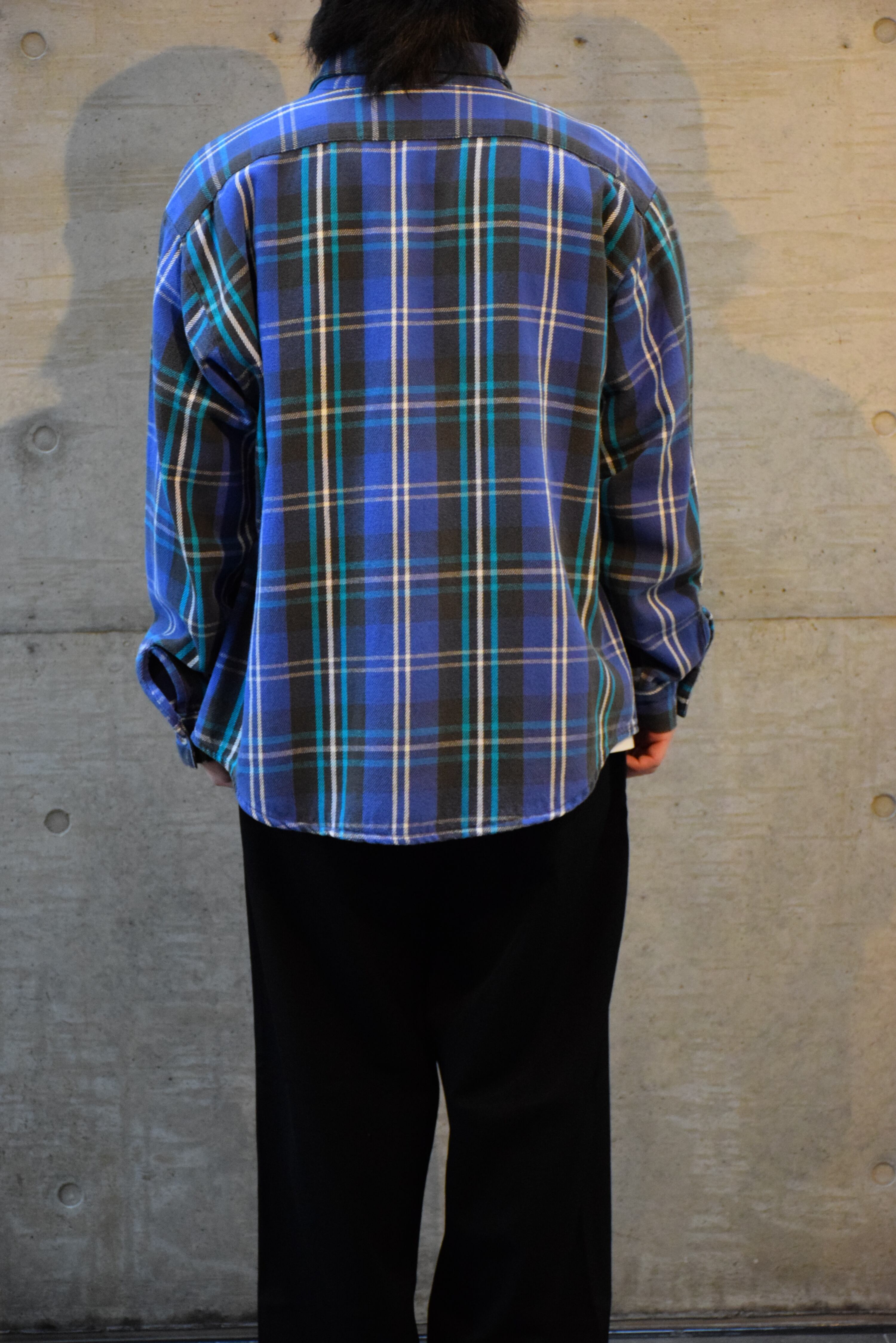 70~80's USA製 McGREGOR ヘビーフランネルシャツ メンズXL ブルー