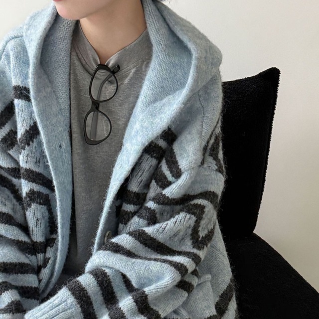 border hooded knit cardigan J00043