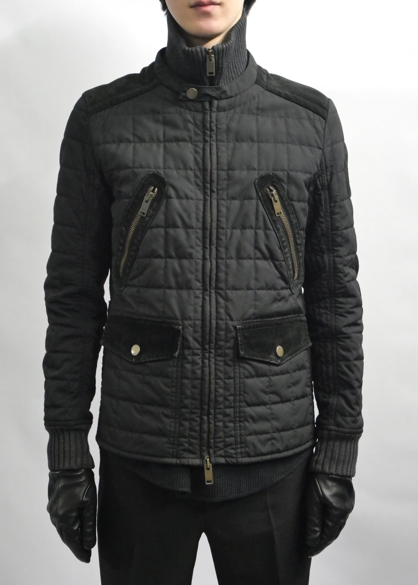 AW2008 "GUCCI by Frida Giannini" buck skin quilting riders blouson