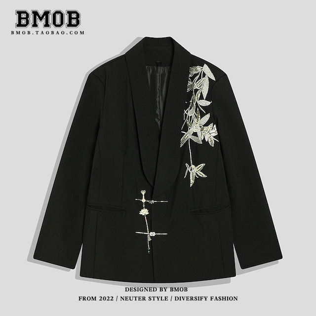 ♥モダン中華スタイル！【BMOBシリーズ】★チャイナ風アウター★ 刺繍入り ユニセックス 飾り物付き ブレザー ジャケット カジュアル