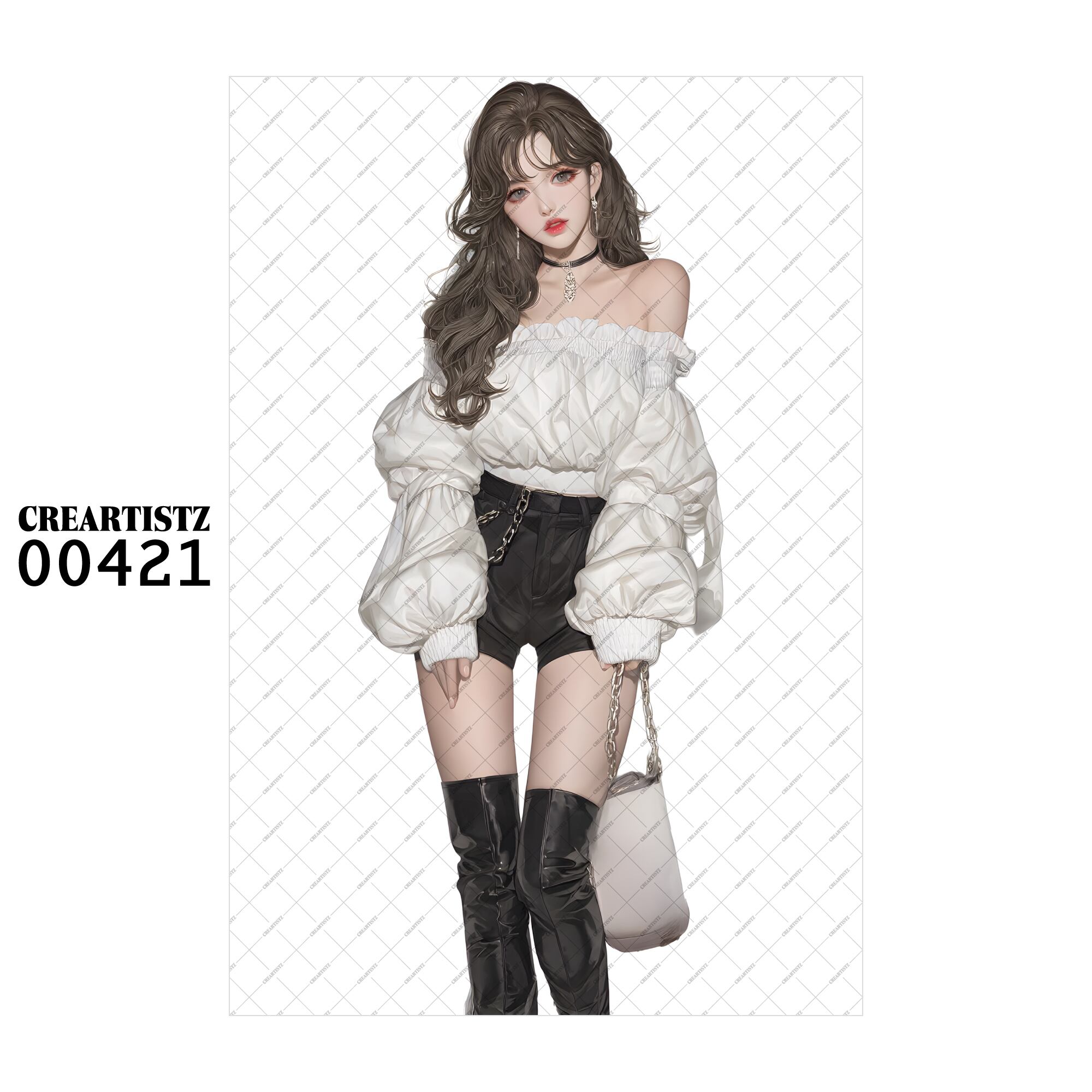 00421 ガール キュート オリジナル ペーパー/ステッカー 4枚セット CREARTISTZ