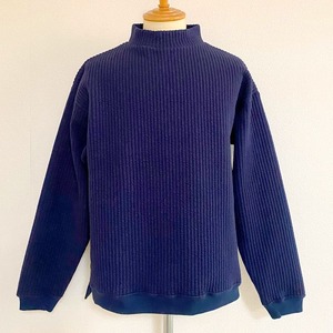 「尾州」Cotton Quilt Mock Neck Pullover　Navy
