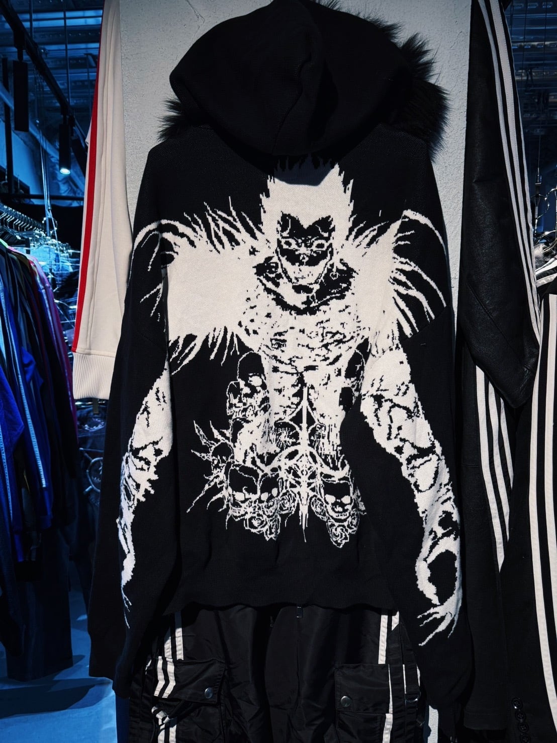 "DEATH NOTE"Ryuk graphic design Fur hoodie knit
