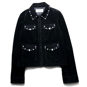 Vintage studs design suede short jacket "BLACK"