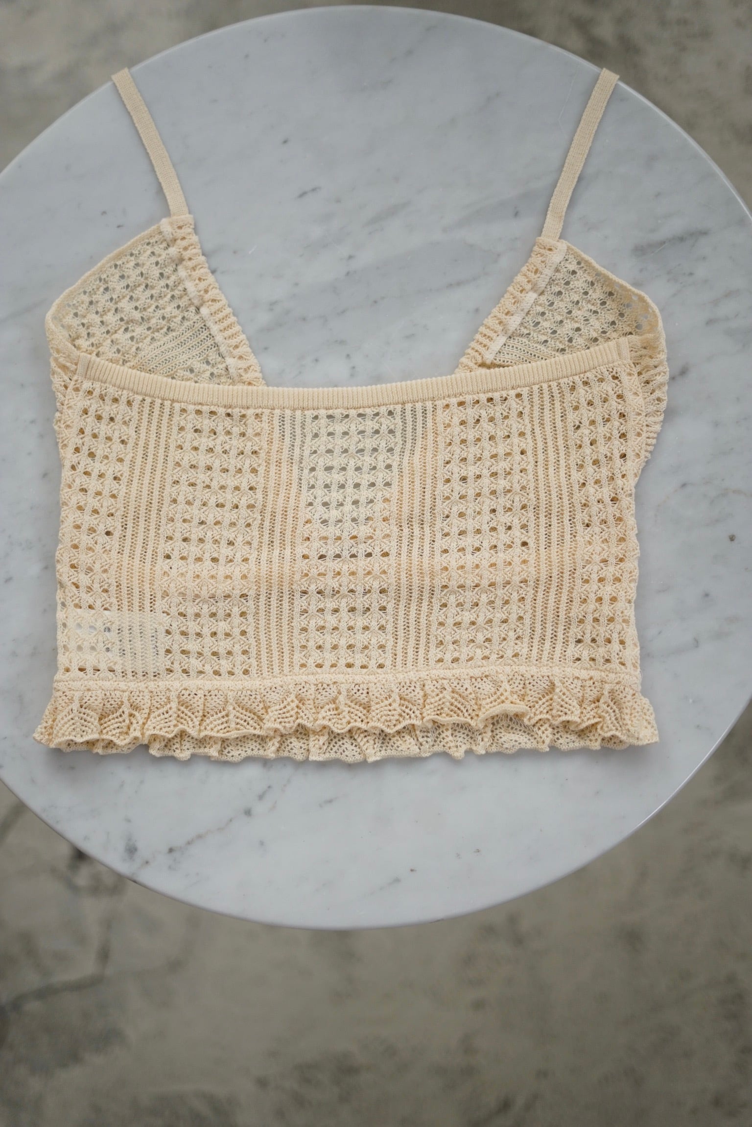 Mediam / Knit Lace Halter Tops (Brown , Ivory , Black) | JUQUI Online