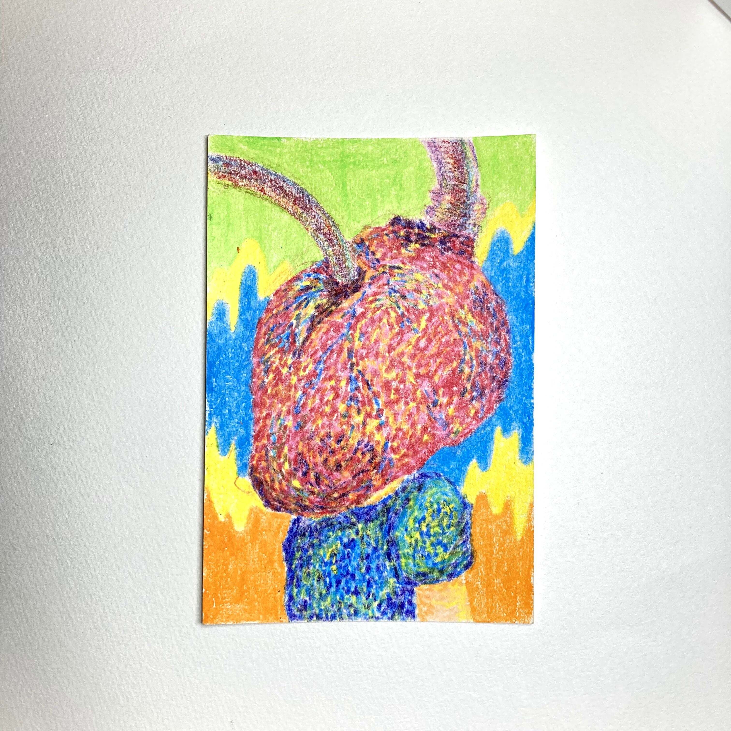 Heart human 8 years old / 100mm×148mm / Crayon / Original Drawing